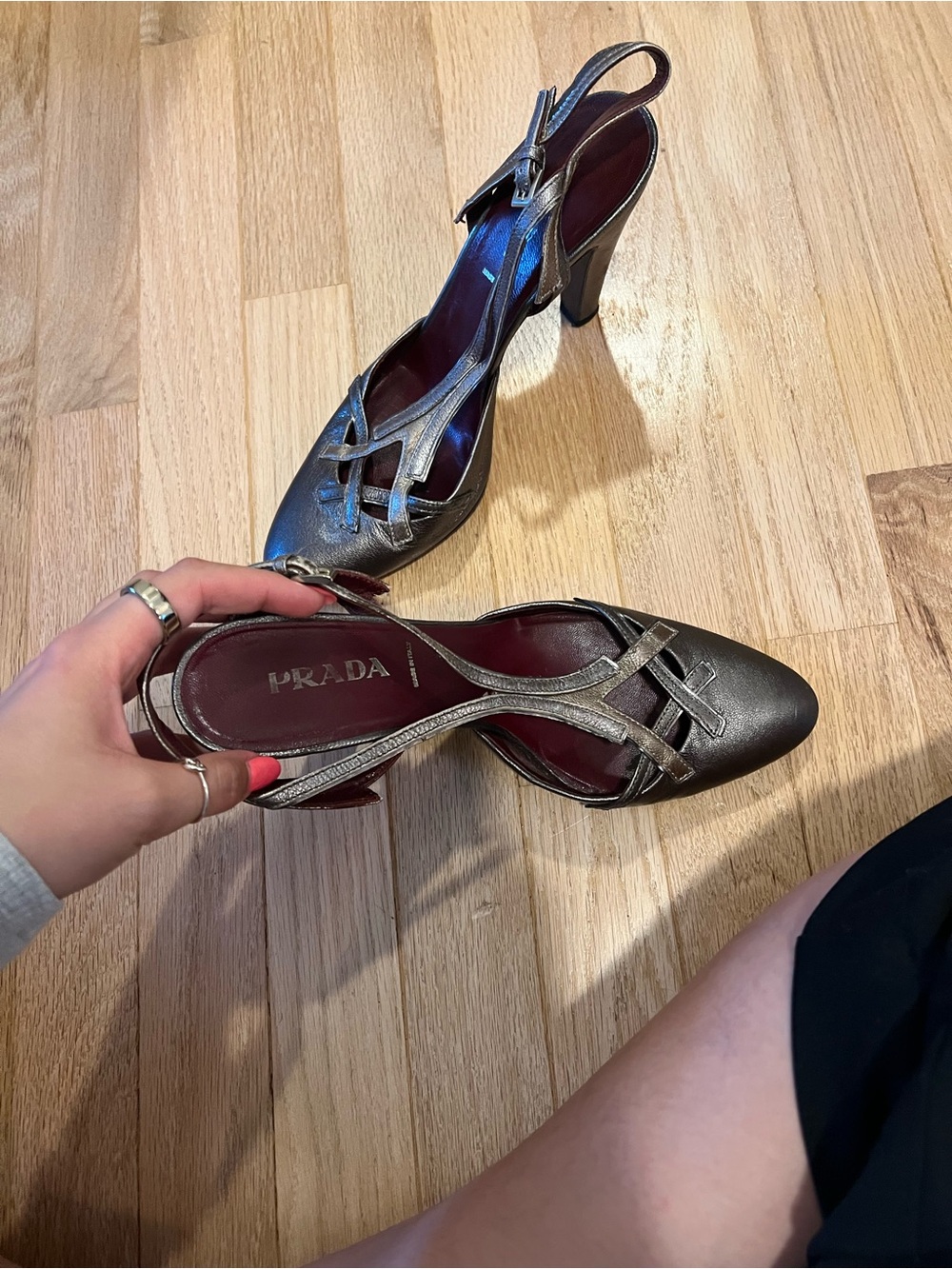 Prada Metallic Bronze Slingback Pumps - Picture 2 of 6